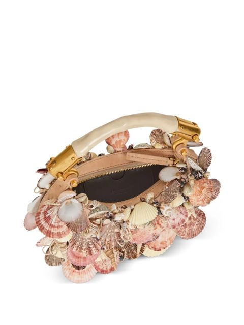 Balmain Ebene embroidered shells mini bag - Neutrals