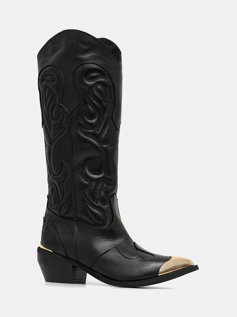 Just Cavalli kowbojki skórzane damskie kolor czarny na płaskim obcasie 79RA3S59ZPB20899 - zdjęcie produktu nr 1