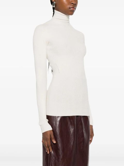 SOLOTRE high-neck ribbed sweater - White