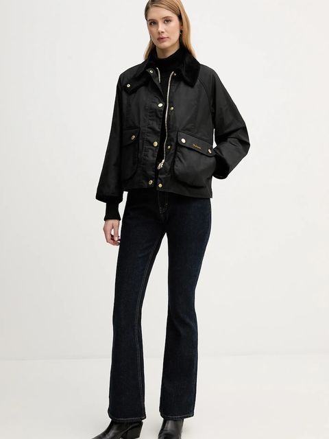 Barbour kurtka Cropped Beadnell Wax damska kolor czarny przejściowa LWX1403