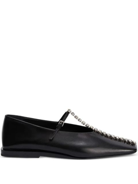 Jil Sander crystal-embellished square-toe ballet flats - Black - zdjęcie produktu nr 1