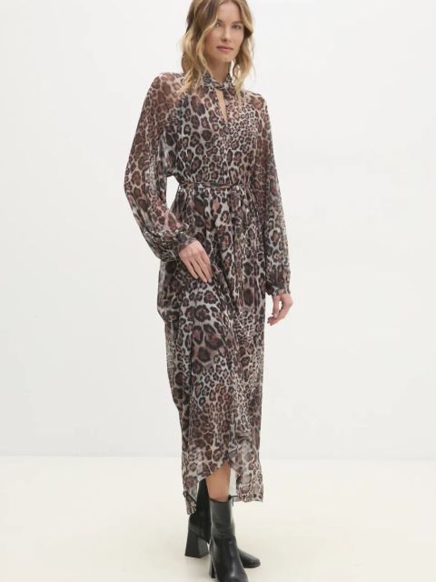 Answear.LAB sukienka kolor beżowy maxi oversize