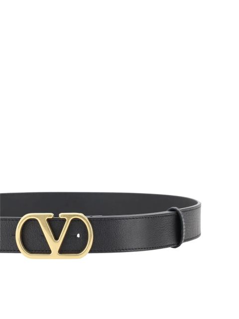 Valentino Garavani logo-buckle leather belt - Black