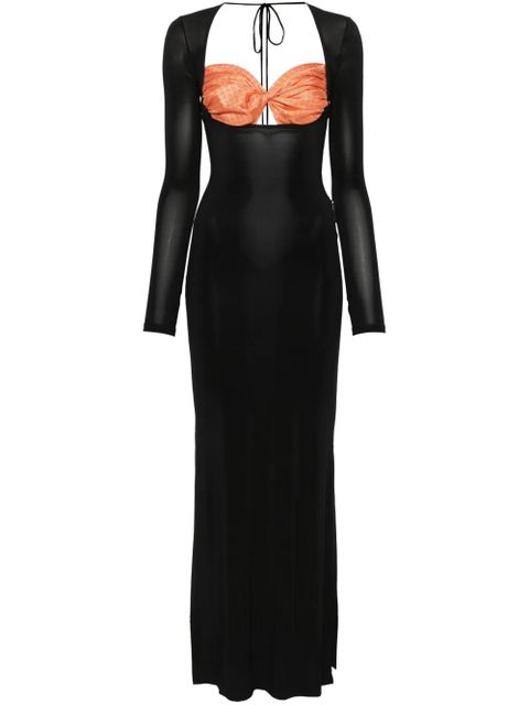 Marine Serre Regenerated Silk Scarves maxi dress - Black - zdjęcie produktu nr 1