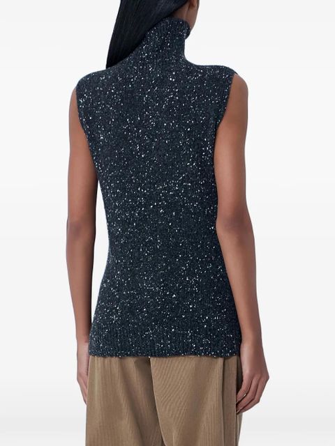 The Row speckled turtleneck sleeveless top - Grey