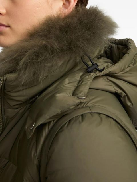 Yves Salomon lambshearling-trimmed hooded coat - Green