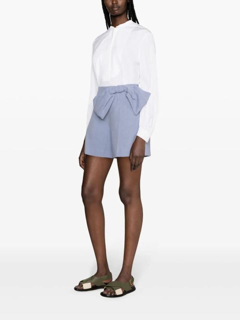 Chloé bow-detailed high-rise shorts - Blue