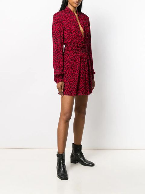 Saint Laurent leopard print dress - Red