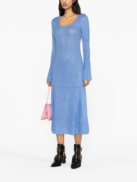GANNI brushed ribbed mididress - Blue