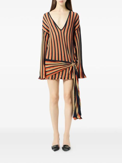 Blumarine striped V-neck dress - Black