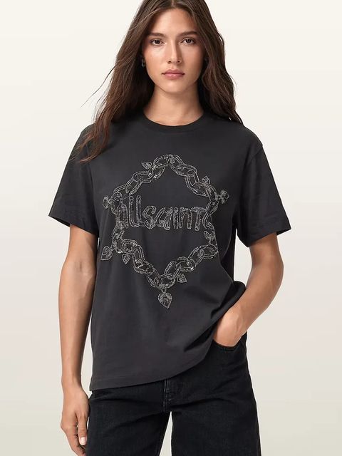 AllSaints t-shirt DRIP damski kolor czarny W061JD - zdjęcie produktu nr 1