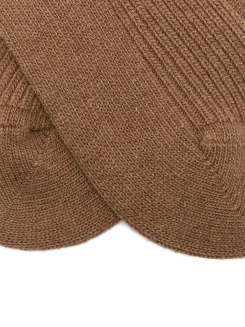 Maje flower-appliqué ribbed socks - Brown