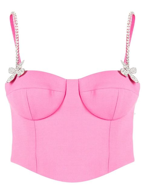 AREA butterfly-appliqué wool bustier top - Pink - zdjęcie produktu nr 1