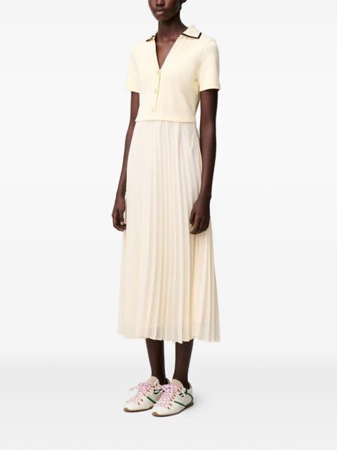 Claudie Pierlot pleated ribbed-knit midi dress - Neutrals