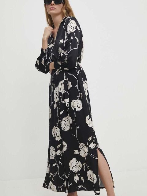 Answear.LAB sukienka kolor czarny maxi prosta