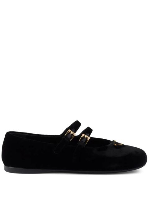 Prada velvet-finish ballerina shoes - Black - zdjęcie produktu nr 1