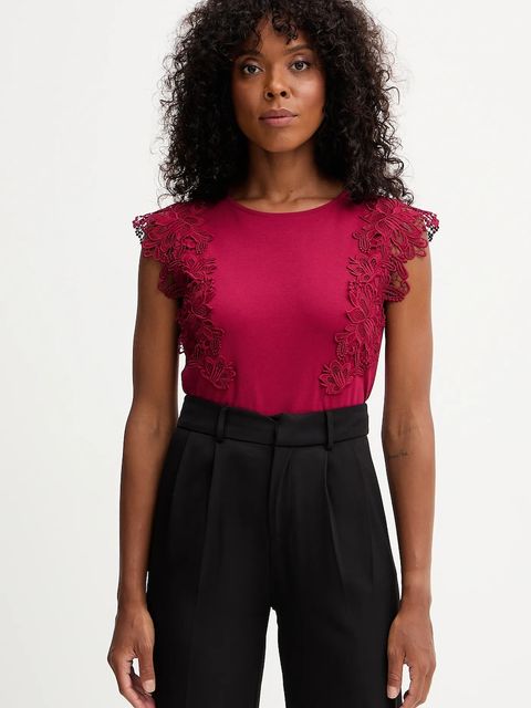 Morgan t-shirt bawełniany damski kolor czerwony DFLOWER - zdjęcie produktu nr 1