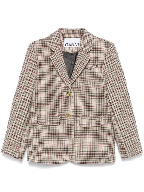 GANNI checked blazer - Neutrals