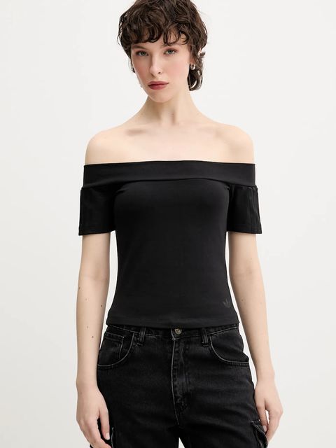 adidas Originals t-shirt Bandeau SS damski kolor czarny dekolt hiszpański JV9742 - zdjęcie produktu nr 1