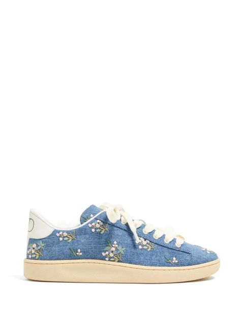 Valentino Garavani Royco denim trainer with floral embroidery - Blue - zdjęcie produktu nr 1