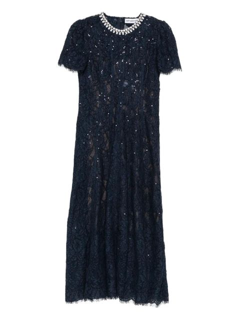 Self-Portrait sequin-embellished lace dress - Blue - zdjęcie produktu nr 1