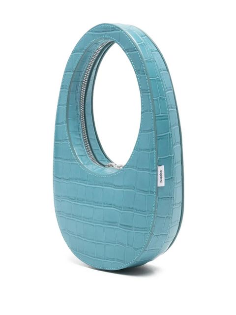 Coperni mini croc-effect zip tote bag - Blue