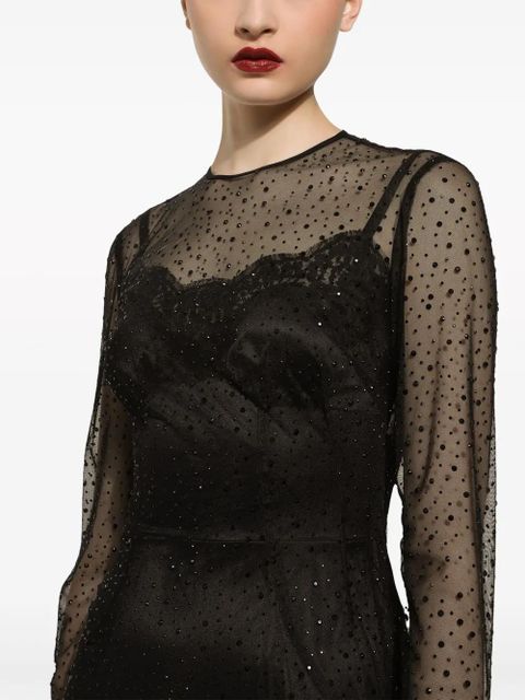 Dolce & Gabbana strass-embellished A-line maxi dress - Black