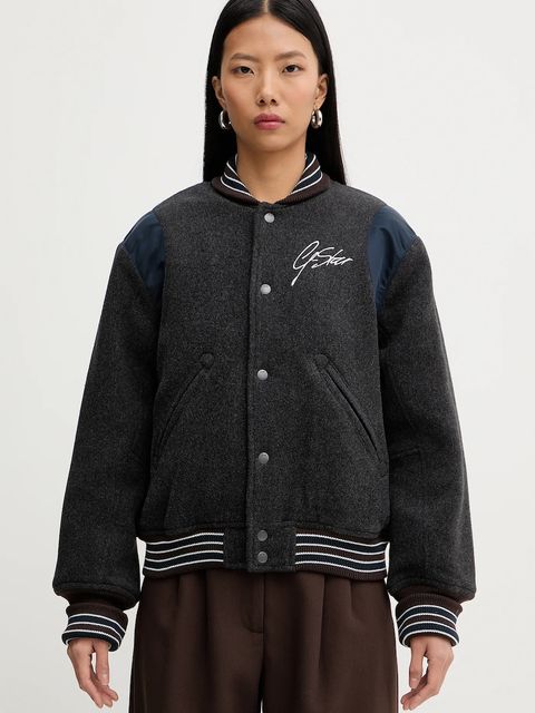 G-Star kurtka bomber z dodatkiem wełny kolor szary przejściowa D27339-E155 - zdjęcie produktu nr 1