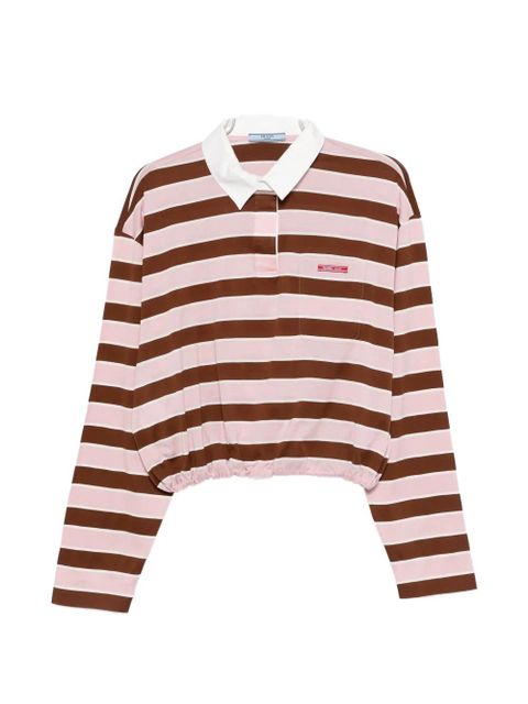 Prada striped drawstring polo shirt - Pink - zdjęcie produktu nr 1