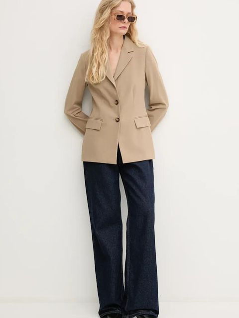 United Colors of Benetton marynarka kolor beżowy jednorzędowa gładka 2R4CDW02W