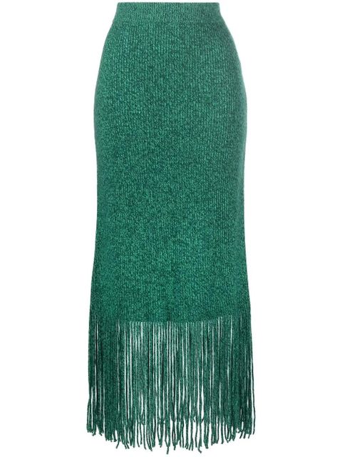 ZIMMERMANN fringed-hem knitted skirt - Green - zdjęcie produktu nr 1