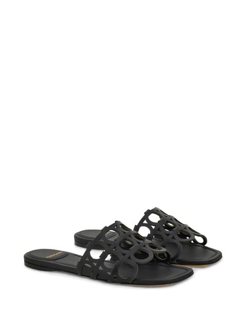 Ferragamo Gancini slides - Black