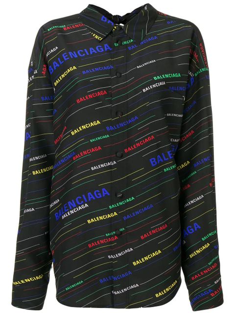 Balenciaga diagonal stripe logo shirt - Black