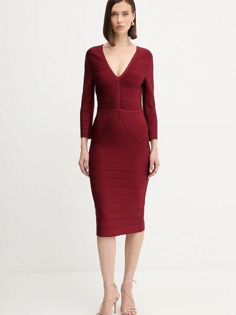 Herve Leger sukienka Athena kolor bordowy mini dopasowana DRB8536267 - zdjęcie produktu nr 1