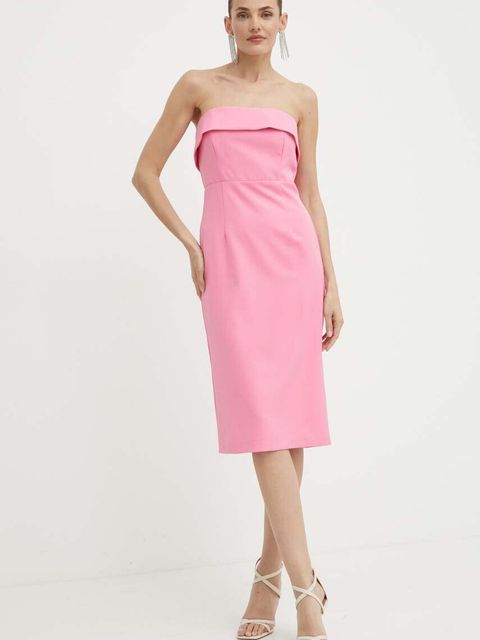 Bardot sukienka GEORGIA kolor różowy midi dopasowana 53007DB1