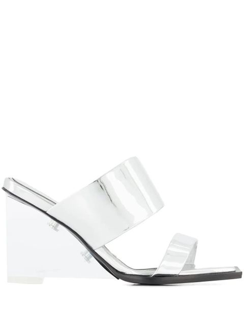 Alexander McQueen square-toe wedge-platform sandals - Silver - zdjęcie produktu nr 1