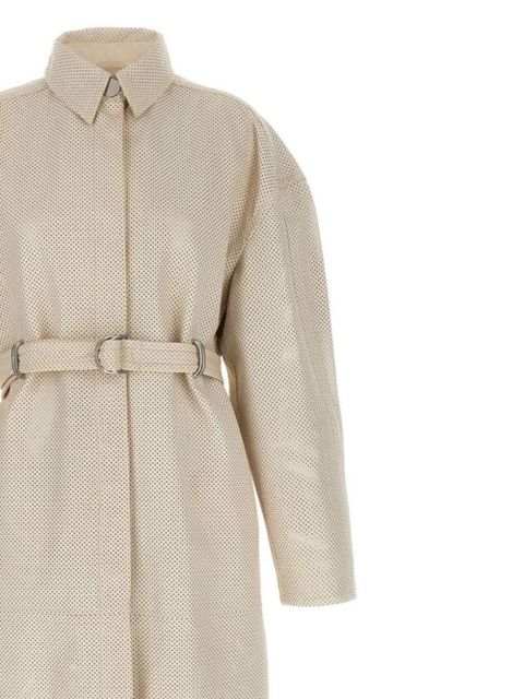 Max Mara perforated belted leather coat - Neutrals - zdjęcie produktu nr 2
