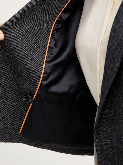 BOSS Orange marynarka z wełną kolor granatowy dwurzędowa wzorzysta 50547682