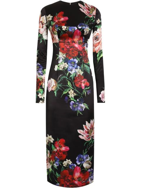 Dolce & Gabbana floral-print midi dress - Black - zdjęcie produktu nr 1