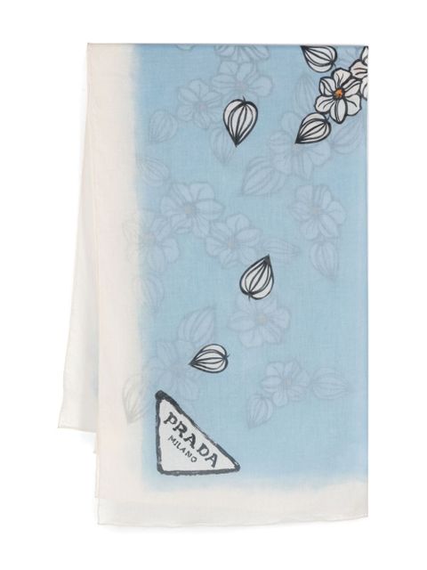 Prada floral-print scarf - Blue