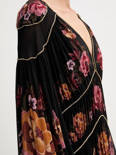 Farm Rio sukienka kolor czarny maxi rozkloszowana 342685