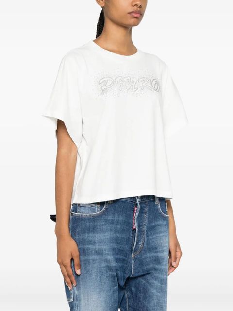 PINKO studded-logo T-shirt - White
