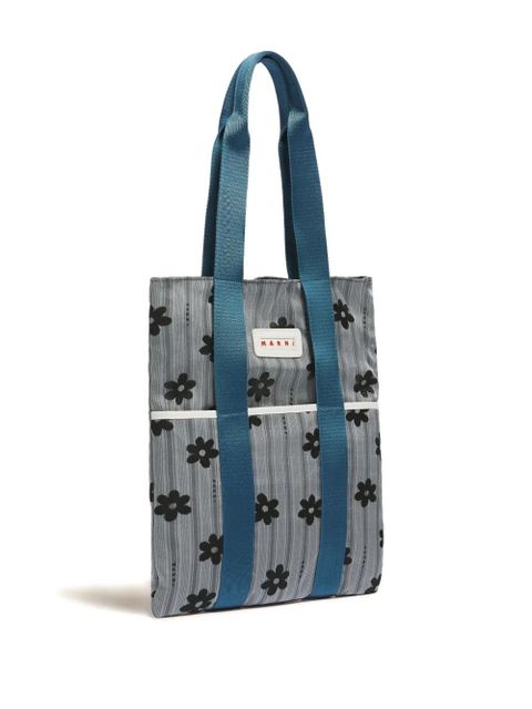 Marni floral tape-handles tote bag - Blue - zdjęcie produktu nr 2