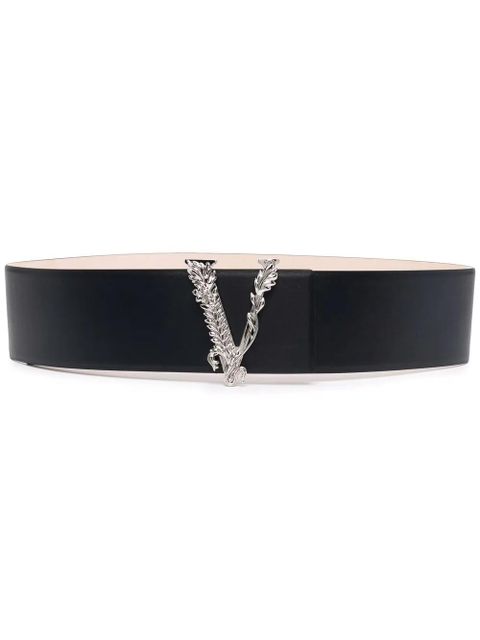 Versace Virtus logo-plaque buckle belt - Black - zdjęcie produktu nr 1