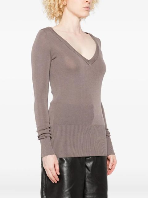LEMAIRE long-sleeve V-neck sweater - Brown