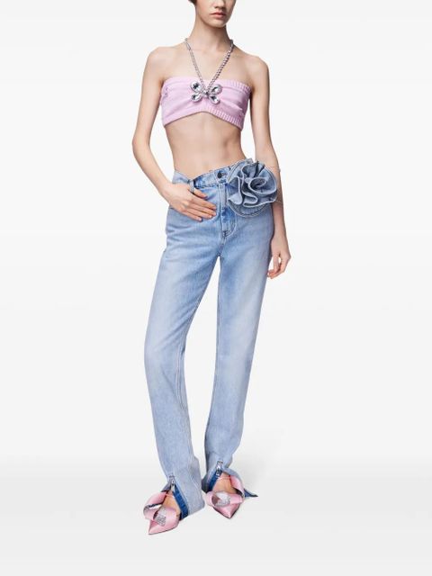 AREA Crystal Butterfly knitted bandeau - Pink