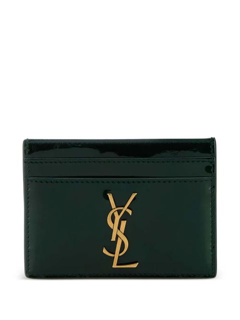 Saint Laurent Cassandre patent-leather cardholder - Green - zdjęcie produktu nr 1