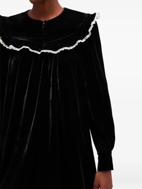 GANNI ruffled collar dress - Black