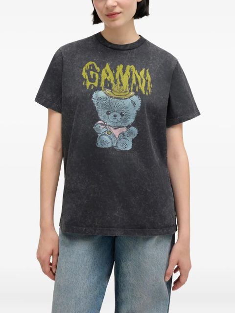 GANNI graphic-print T-shirt - Grey