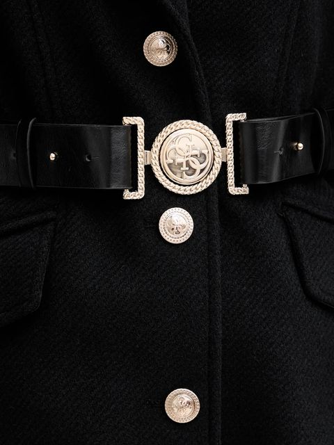 Guess płaszcz z domieszką wełny NEW PATRICE kolor czarny W5BL25 W2672